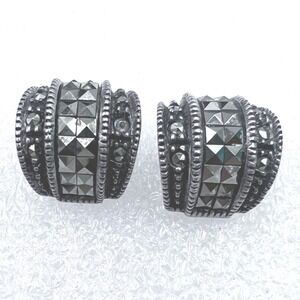 Judith Jack Sterling Silver Marcasite Chunky Half Hoop Earrings